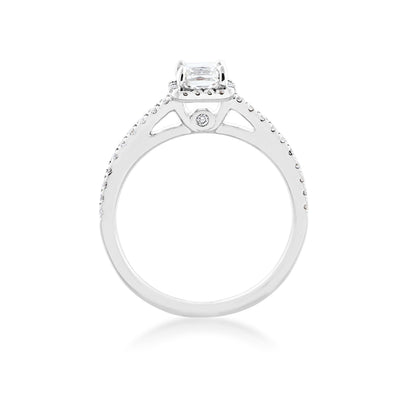 Noventa 7/8 ct. tw. Princess Cut Diamond Halo Wedding Set in 14K White Gold side profile