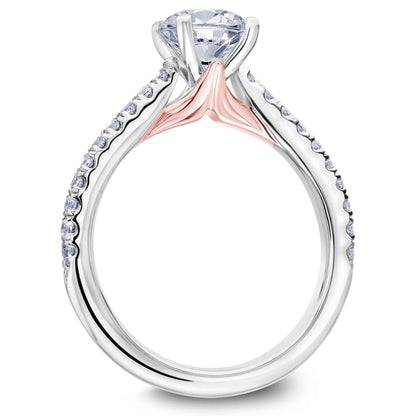 Scott Kay Namaste 1/3 ct. tw. Diamond Semi-Mount Engagement Ring in 14K White and Pink Gold close-up detail