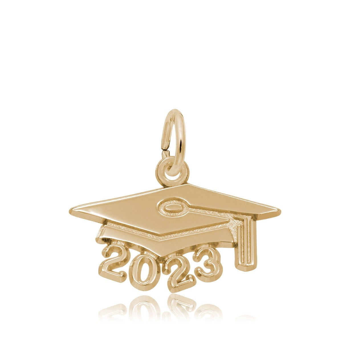 Large Grad Cap 2023 Charm in 14K Yellow Gold