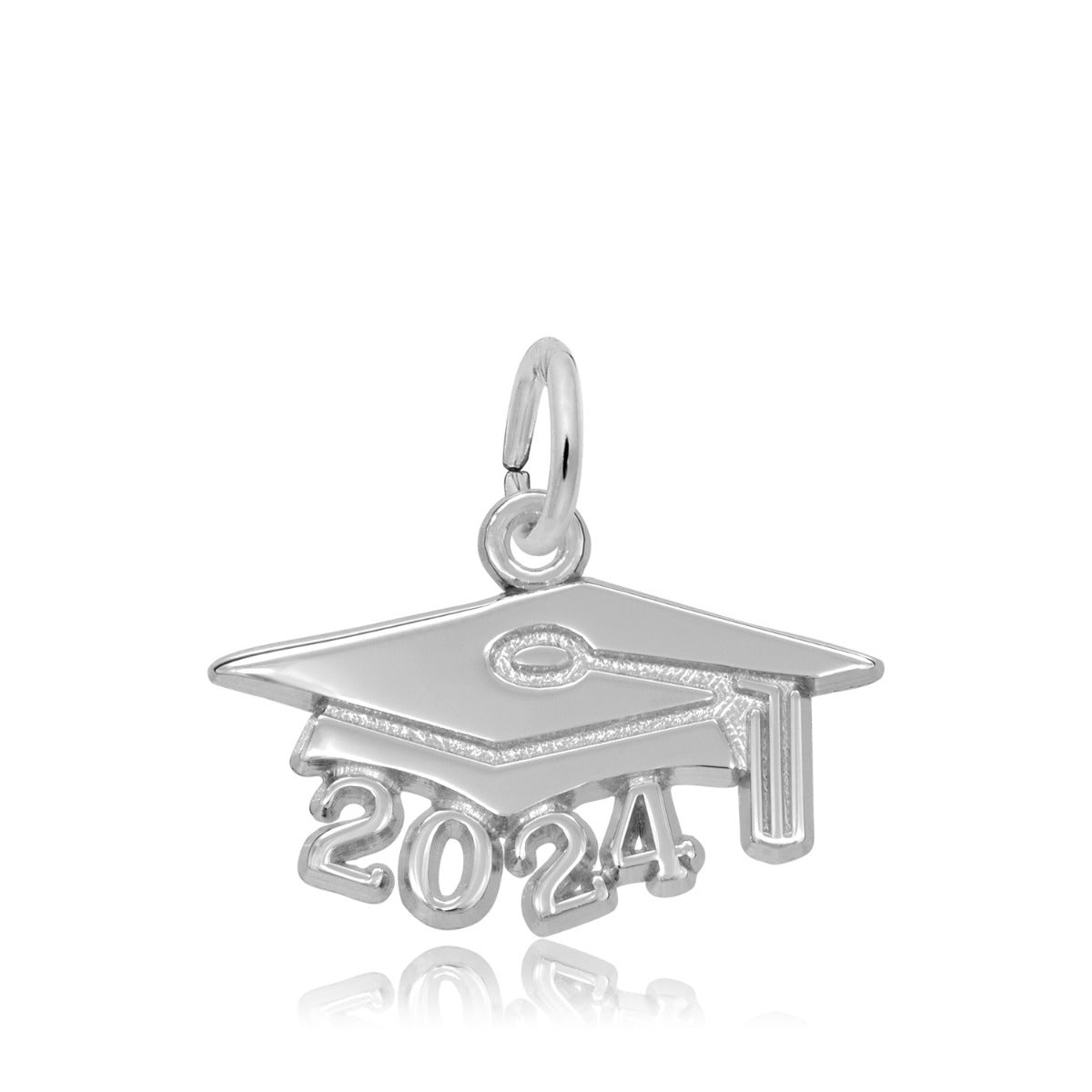 Large Grad Cap 2024 Charm in Sterling Silver