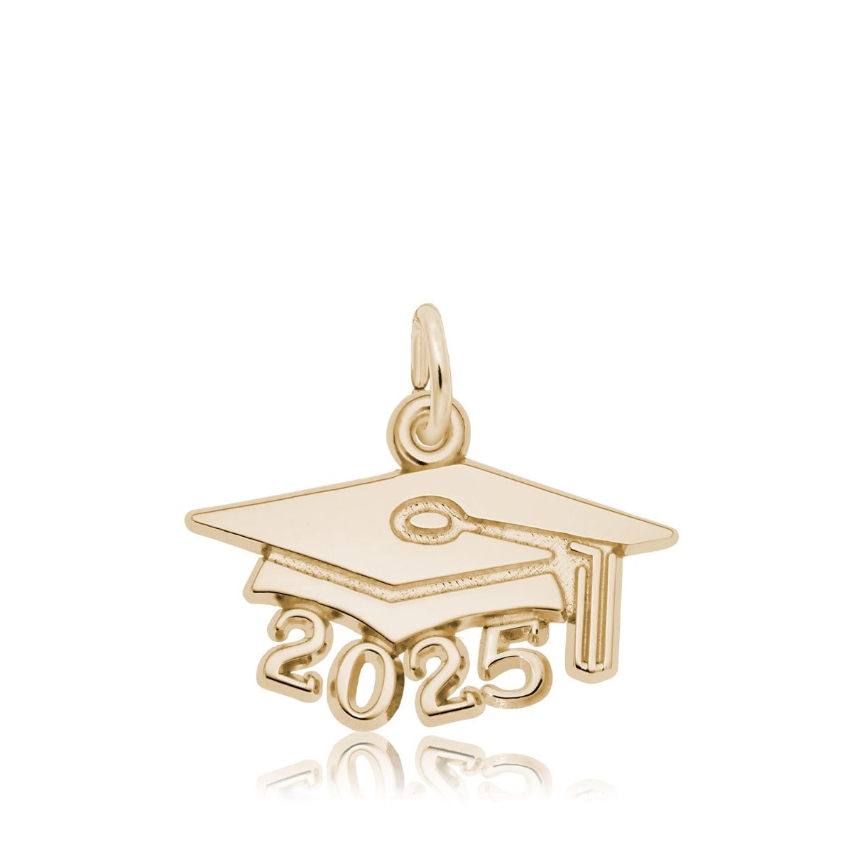Large Grad Cap 2025 Charm in 14K Yellow Gold