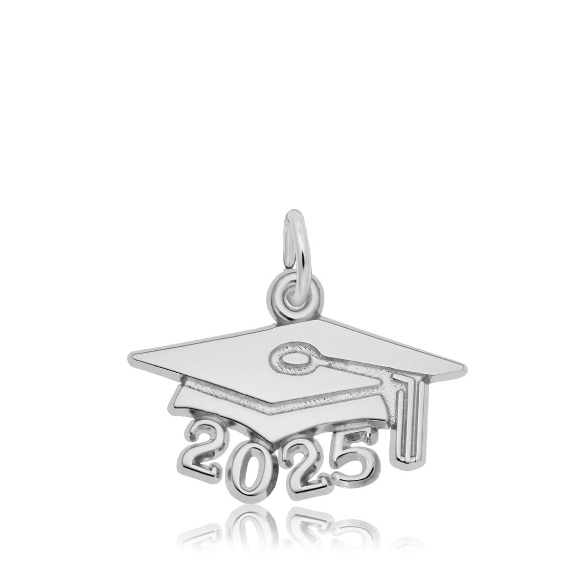 Large Grad Cap 2025 Charm in Sterling Silver