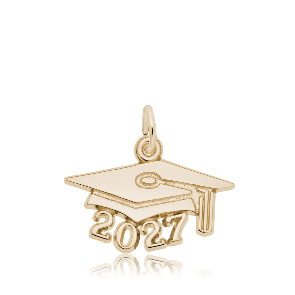 Large Grad Cap 2027 Charm in 14K Yellow Gold