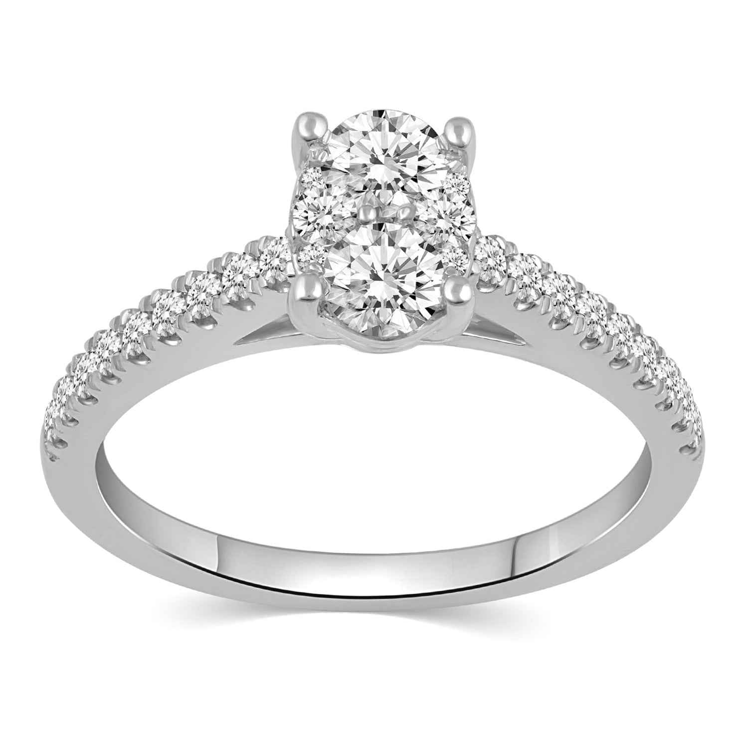 Fairytale Diamonds 3/4 ct. tw. Diamond Oval-Shaped Cluster Engagement Ring in 10K White Gold