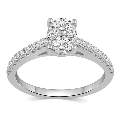 Fairytale Diamonds 3/4 ct. tw. Diamond Oval-Shaped Cluster Engagement Ring in 10K White Gold