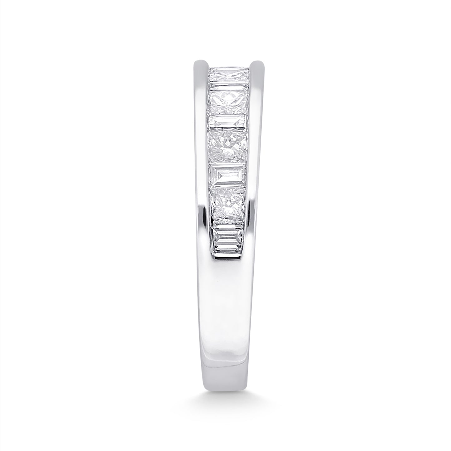 Kallati 1 ct. tw. Princess Cut & Baguette Diamond Channel Set Ring in 14K White Gold front view