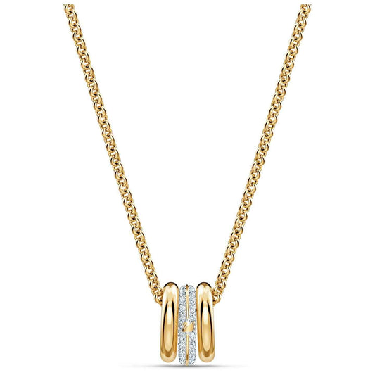 Swarovski 3 Ring Pendant - White, Two-Tone Plated