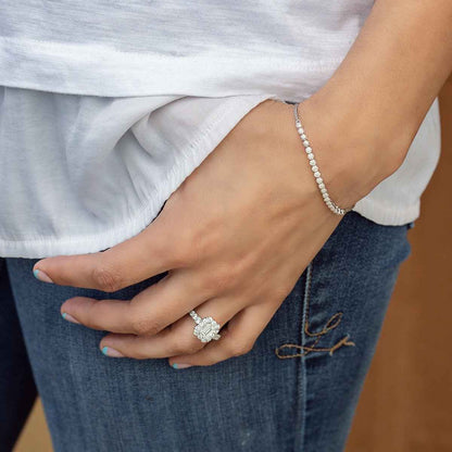 1/4 ct. tw. Round Mini Cluster Diamond Bolo Bracelet in Sterling Silver front view