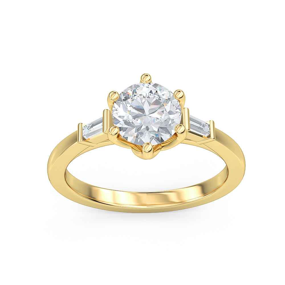 Designed With Love 1/7 ct. tw. Baguette Diamond Semi-Mount Engagement Ring in 14K Yellow Gold