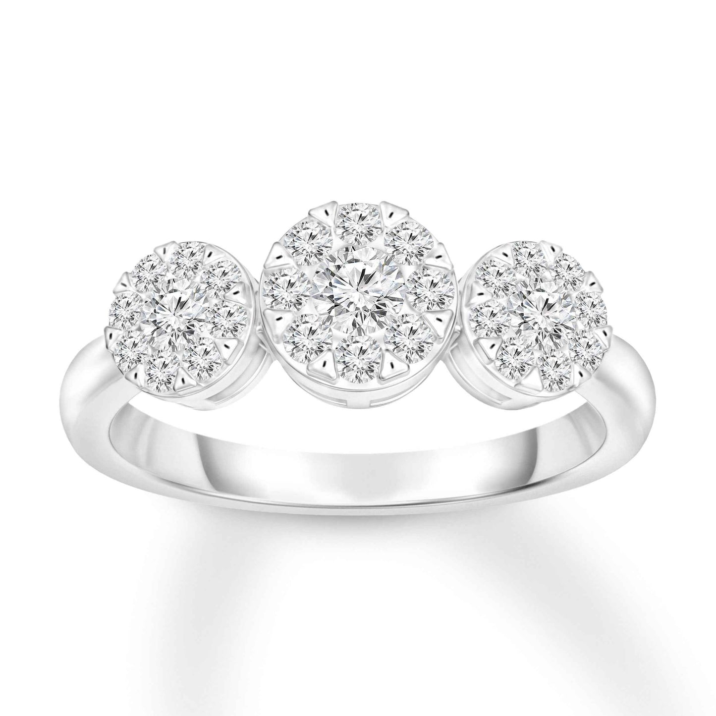 Fairytale Diamonds 1/2 ct. tw. Diamond 3-Stone Cluster Fashion Ring in 10K White Gold