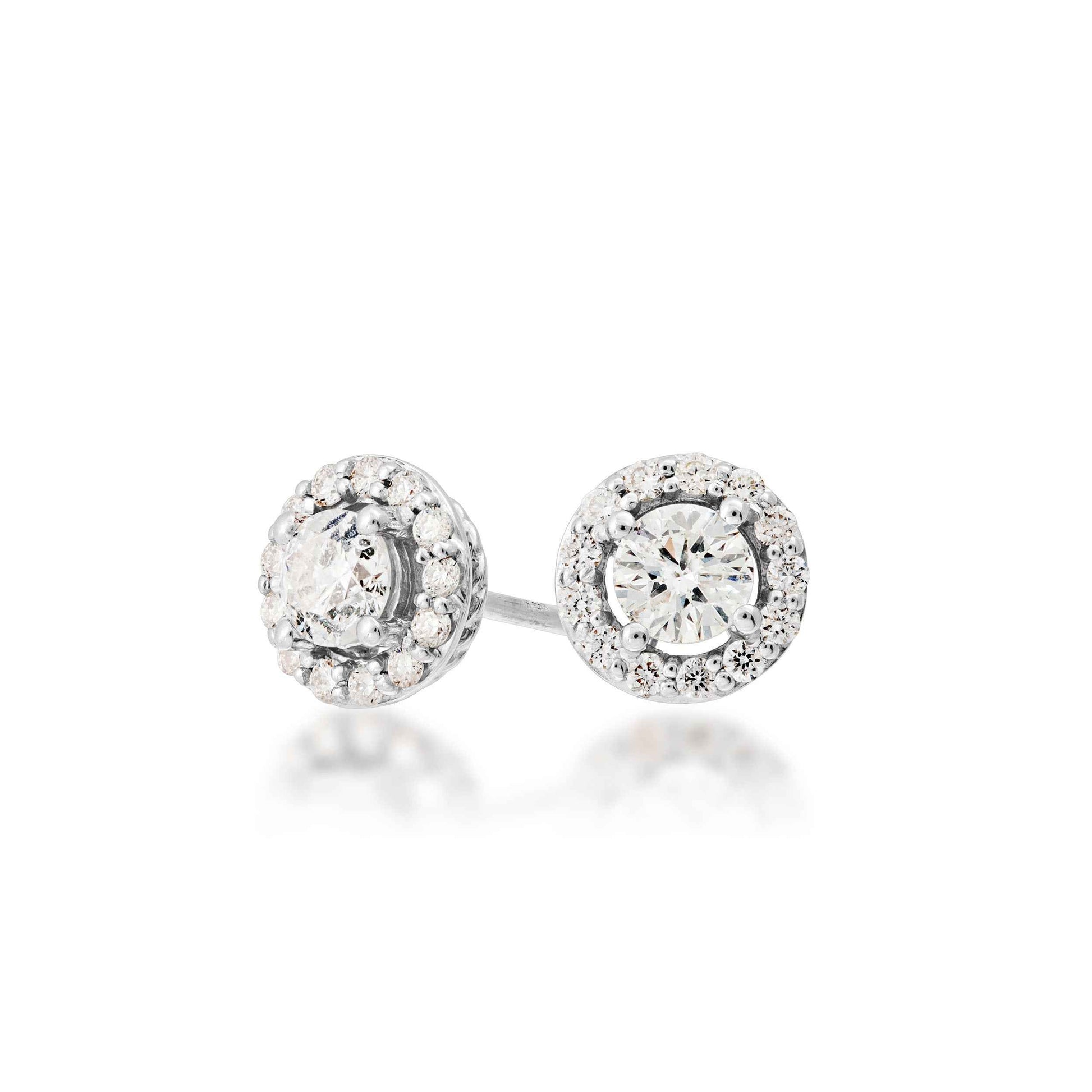 1/2 ct. tw. Round Brilliant Diamond Halo Earrings in 10K White Gold