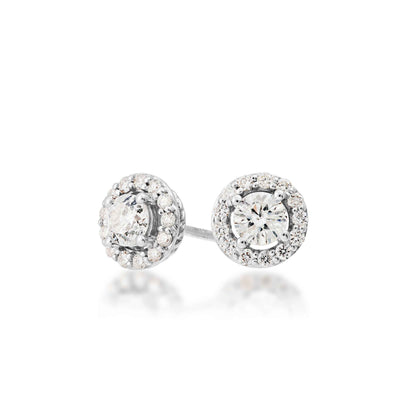 1/2 ct. tw. Round Brilliant Diamond Halo Earrings in 10K White Gold