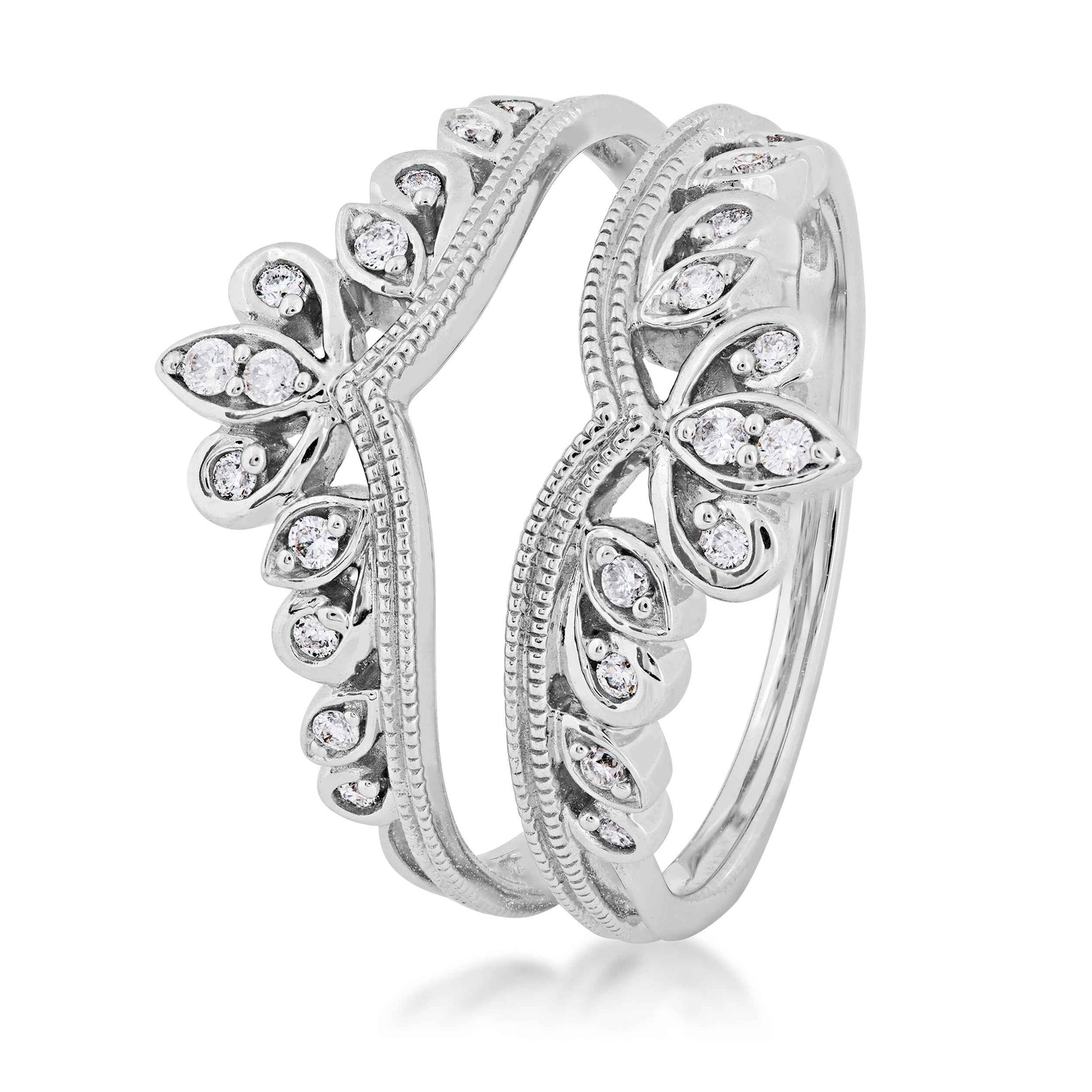1/5 ct. tw. Diamond Filigree Ring Enhancer in 14K White Gold front view