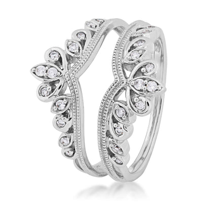 1/5 ct. tw. Diamond Filigree Ring Enhancer in 14K White Gold front view