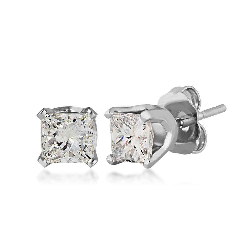 1/4 ct. tw. Princess Cut Diamond Stud Earrings in 14K White Gold