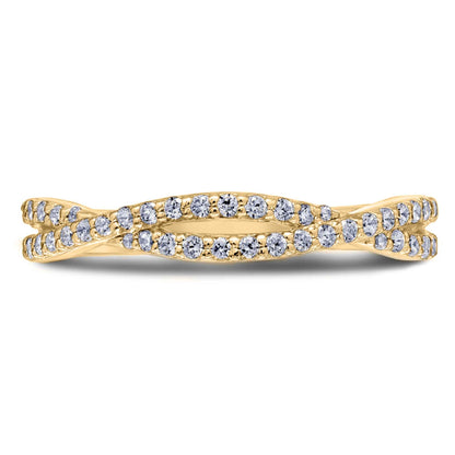 Scott Kay 3/8 ct. tw. Diamond Wedding Band with Twisted Design in 14K Yellow Gold side profile
