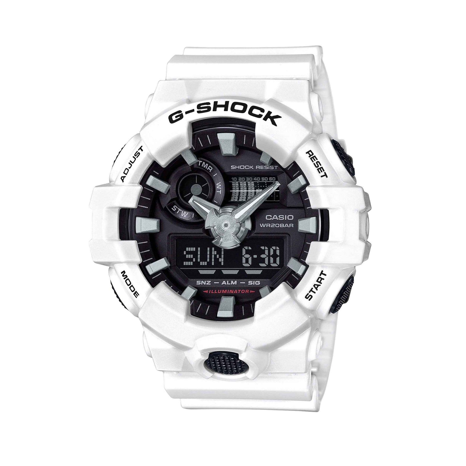G-Shock Men's Multi-Functional Watch with White Resin Band and Black Dial