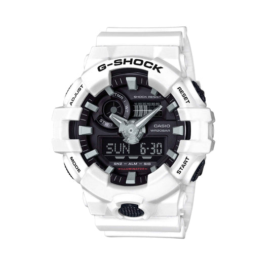 G-Shock Men's Multi-Functional Watch with White Resin Band and Black Dial