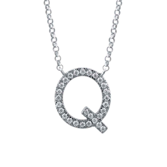 1/10 ct. tw. Diamond Letter Q 10mm Pendant in 10K White Gold