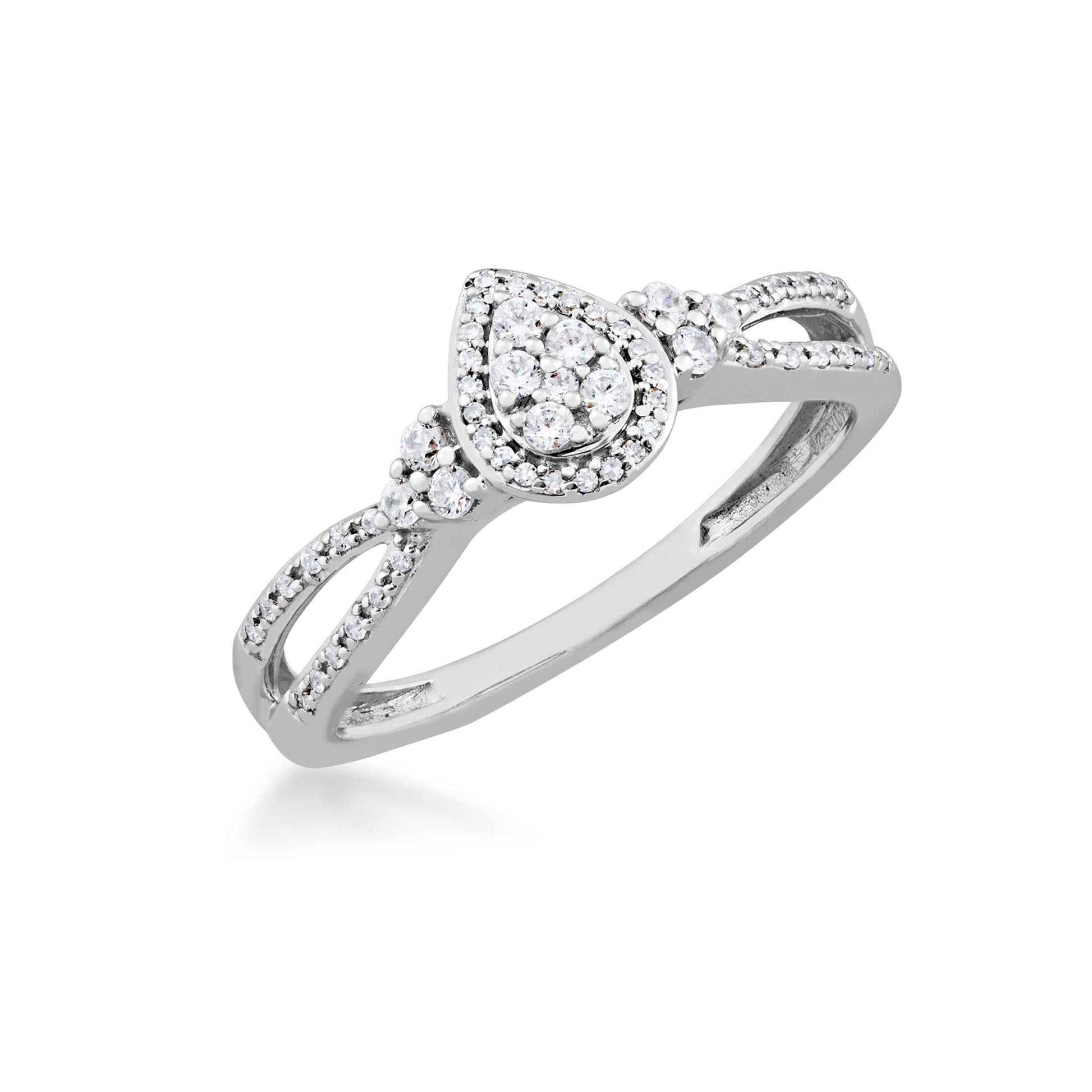 I Promise 1/5 ct. tw. Diamond Pear-Shape Cluster Promise Ring with Split Band in 10K White Gold front view