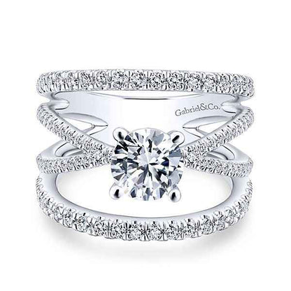 Gabriel & Co. .83 ct. tw. Round Semi-Mount Engagement Ring with Split Shank in 14K White Gold