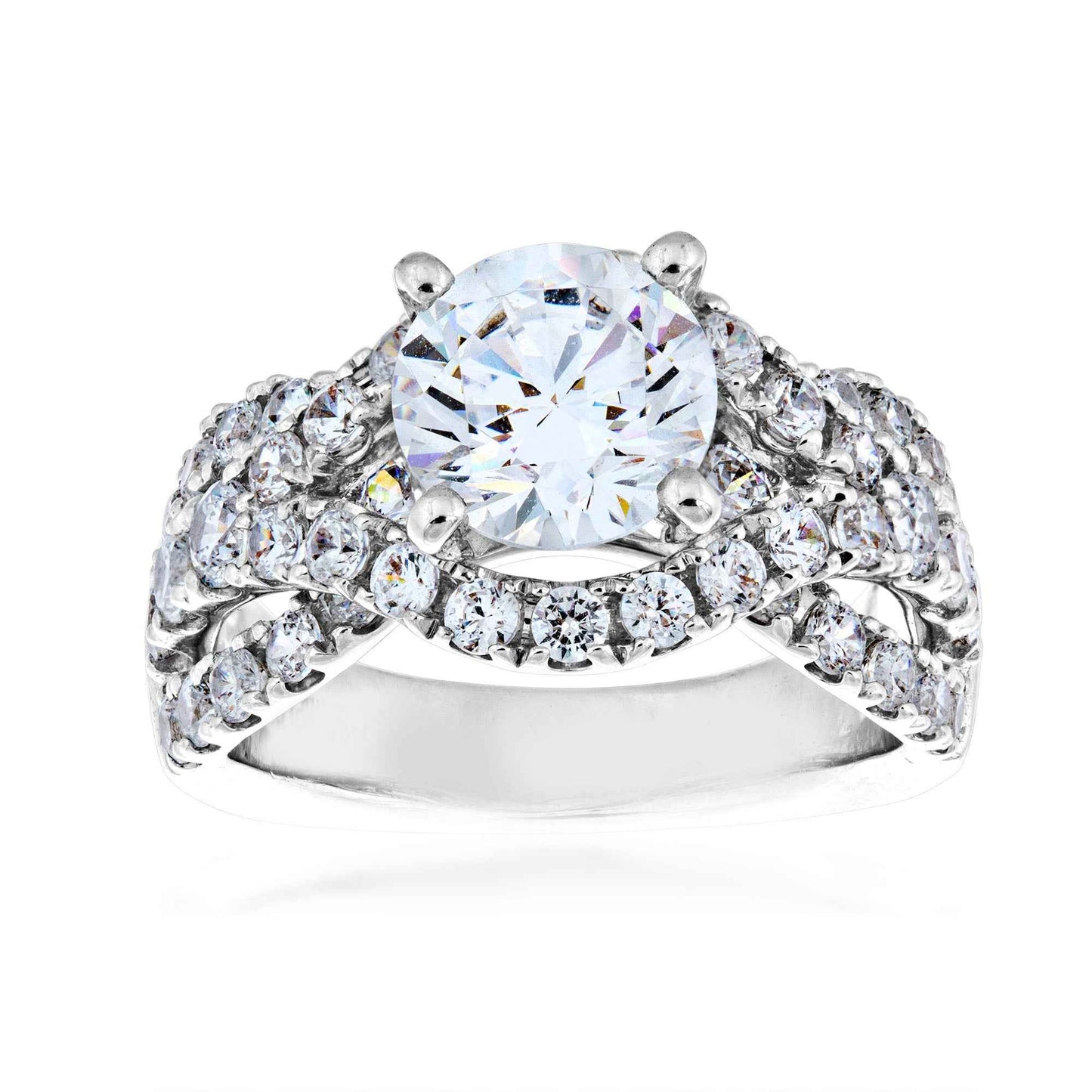 Valina 1-5/8 ct. tw. Diamond Multirow Crossover Semi-Mount Engagement Ring with European Shank in 14K White Gold