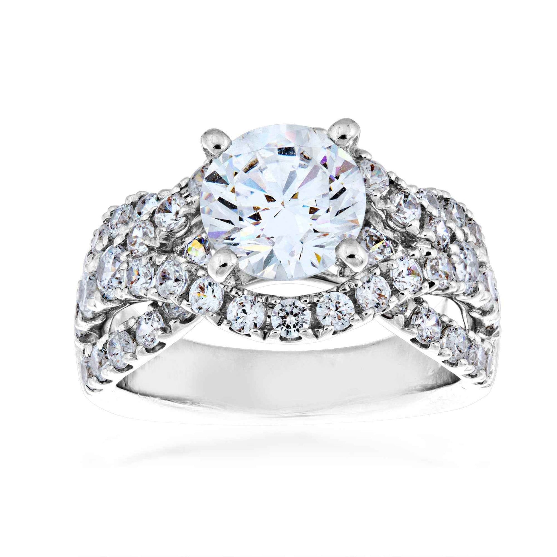 Valina 1-5/8 ct. tw. Diamond Multirow Crossover Semi-Mount Engagement Ring with European Shank in 14K White Gold