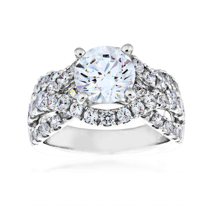 Valina 1-5/8 ct. tw. Diamond Multirow Crossover Semi-Mount Engagement Ring with European Shank in 14K White Gold