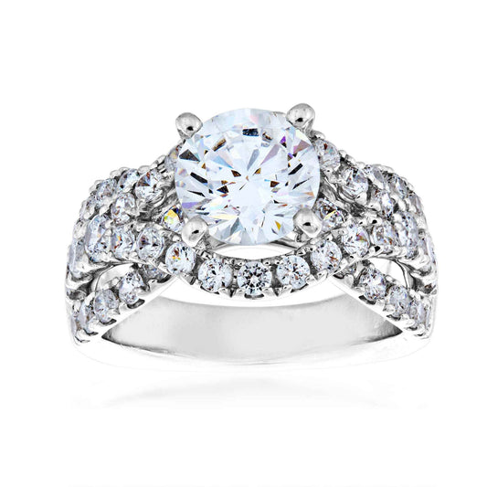 Valina 1-5/8 ct. tw. Diamond Multirow Crossover Semi-Mount Engagement Ring with European Shank in 14K White Gold