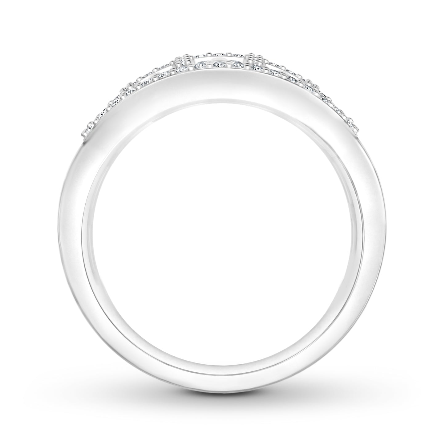 1 ct. tw. Diamond Geometric Designed Fashion Band in 10K White Gold front view
