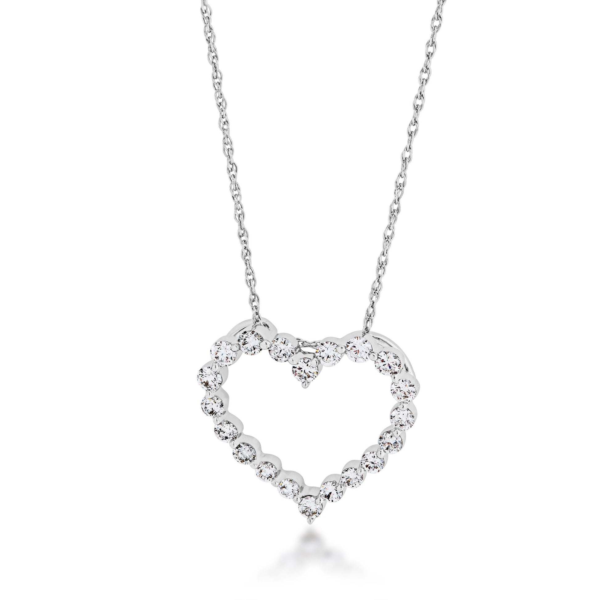 1/2 ct. tw. Round Diamond Heart Fashion Pendant in 14K White Gold