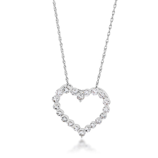 1/2 ct. tw. Round Diamond Heart Fashion Pendant in 14K White Gold