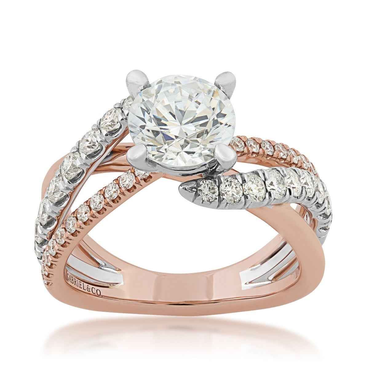 Gabriel - 3/4 ct. tw. Diamond Swirl Semi-Mount Engagement Ring in 14K Pink Gold