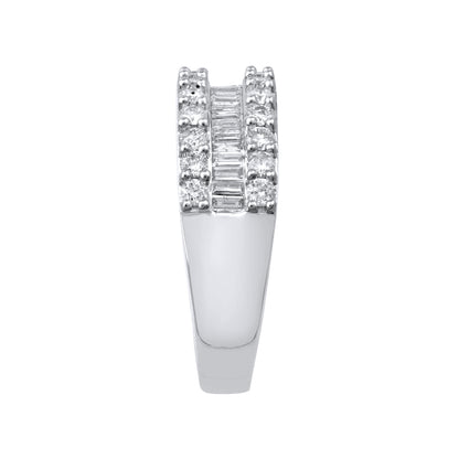 1 ct. tw. Round Brilliant and Baguette Diamond Anniversary Band in 10K White Gold front view