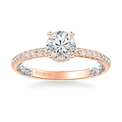 Artcarved Lyric 1/4 ct. tw. Diamond Semi-Mount Engagement Ring in 14K Pink and White Gold
