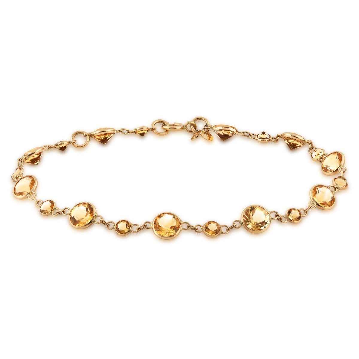 Round Citrine Link Bracelet in 14K Yellow Gold