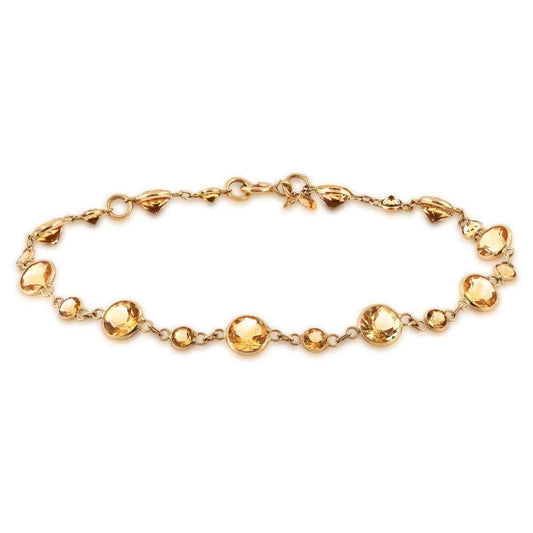 Round Citrine Link Bracelet in 14K Yellow Gold