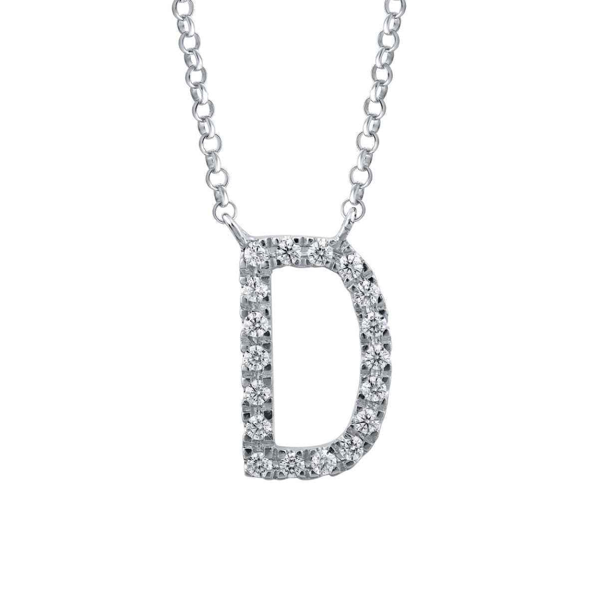 1/10 ct. tw. Diamond Letter D 10mm Pendant in 10K White Gold