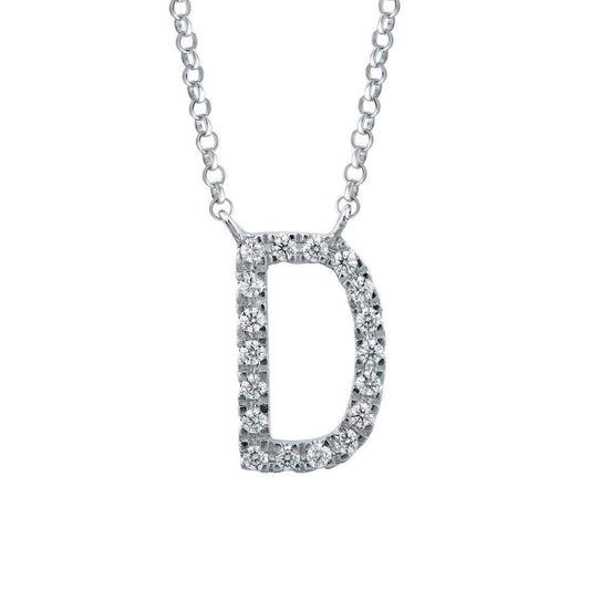 1/10 ct. tw. Diamond Letter D 10mm Pendant in 10K White Gold