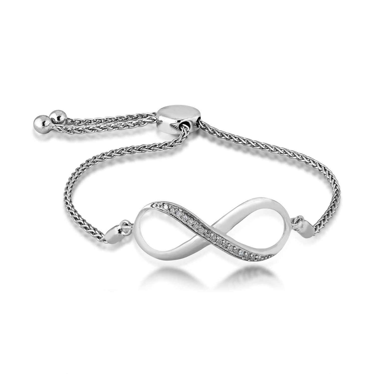 1/10 ct. tw. Diamond Inifinity Bolo Bracelet in Sterling Silver