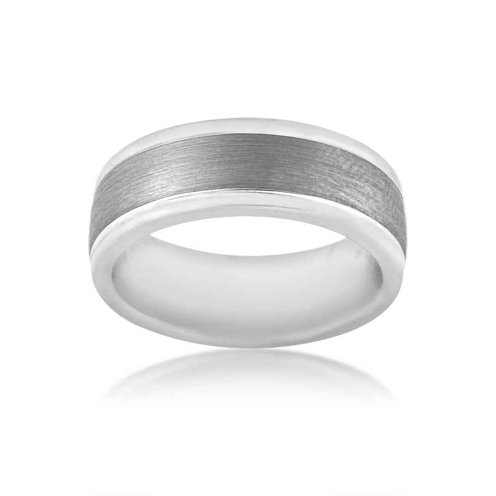 BENCHMARK Mens 8MM Tungsten Carbide Wedding Ring with Brushed Finish