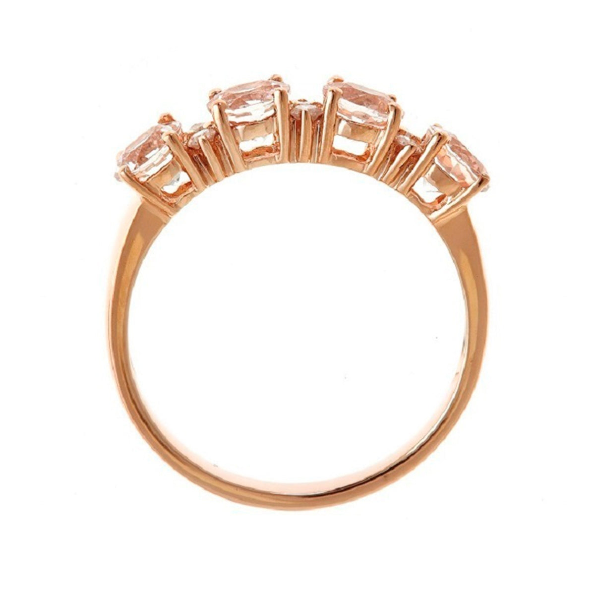 Morganite and 1/10 ct. tw. Diamond Anniversary Ring in 10K Pnk Gold close-up detail