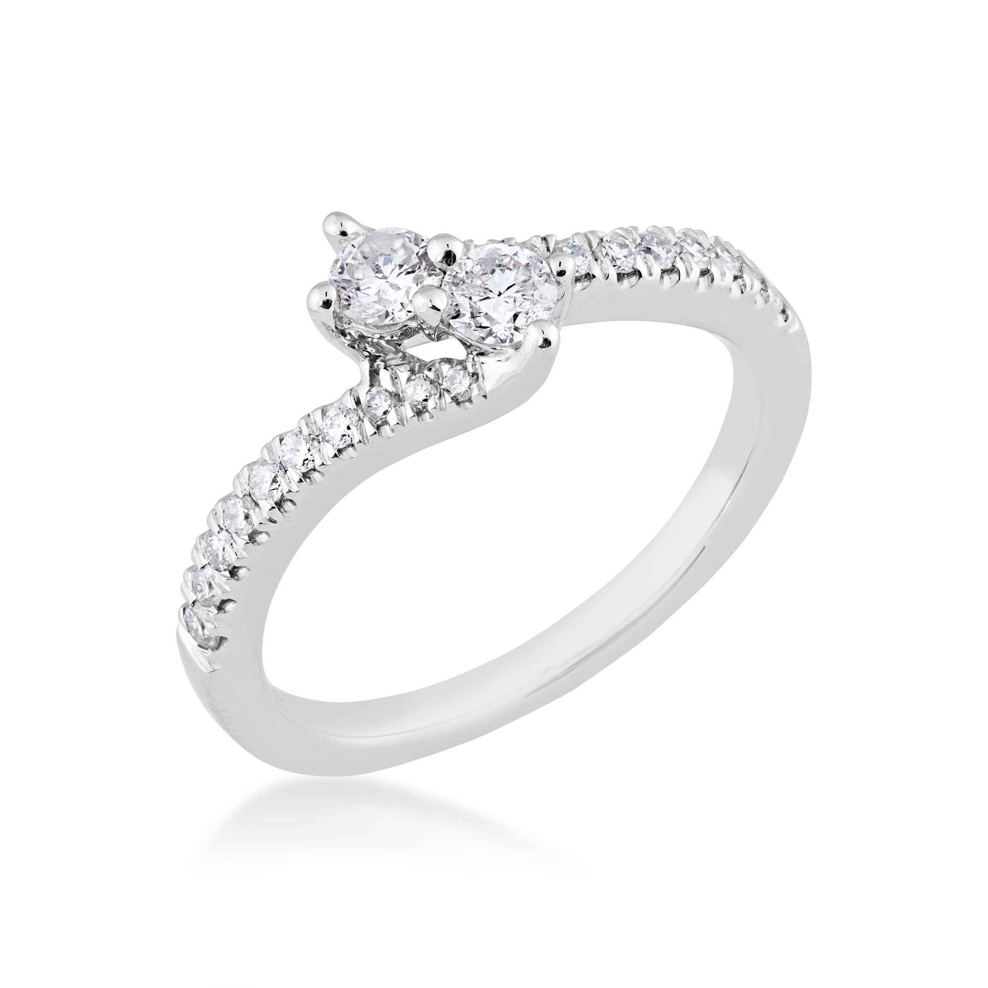 2Beloved 1/2 ct. tw. Diamond 2-Stone Anniversary Ring in 14K White Gold front view