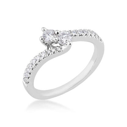 2Beloved 1/2 ct. tw. Diamond 2-Stone Anniversary Ring in 14K White Gold front view