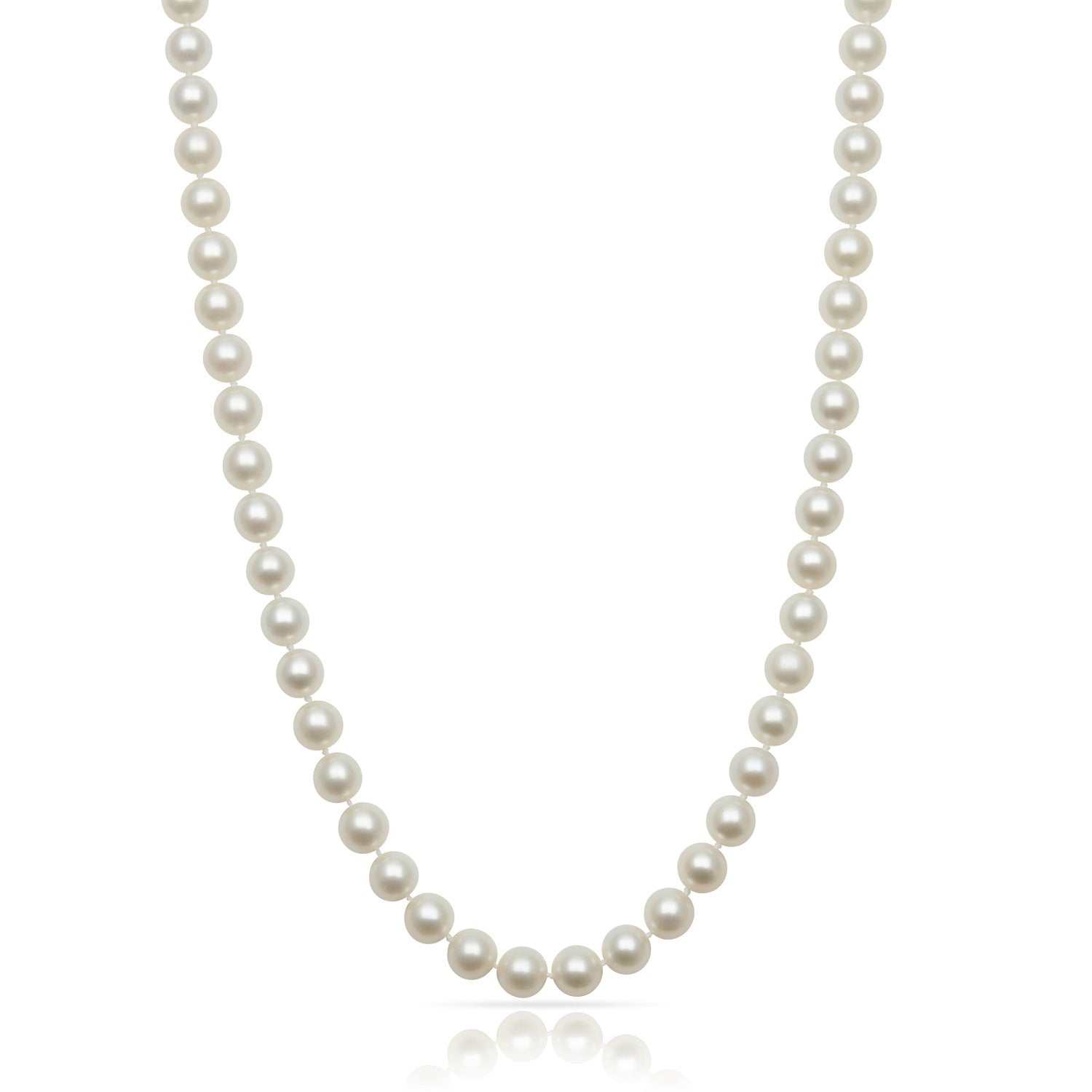 18-inch Freshwater White 7-8mm Pearl Strand Necklace in 14K Yellow Gold
