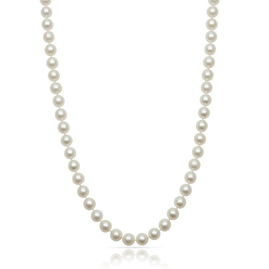 18-inch Freshwater White 7-8mm Pearl Strand Necklace in 14K Yellow Gold