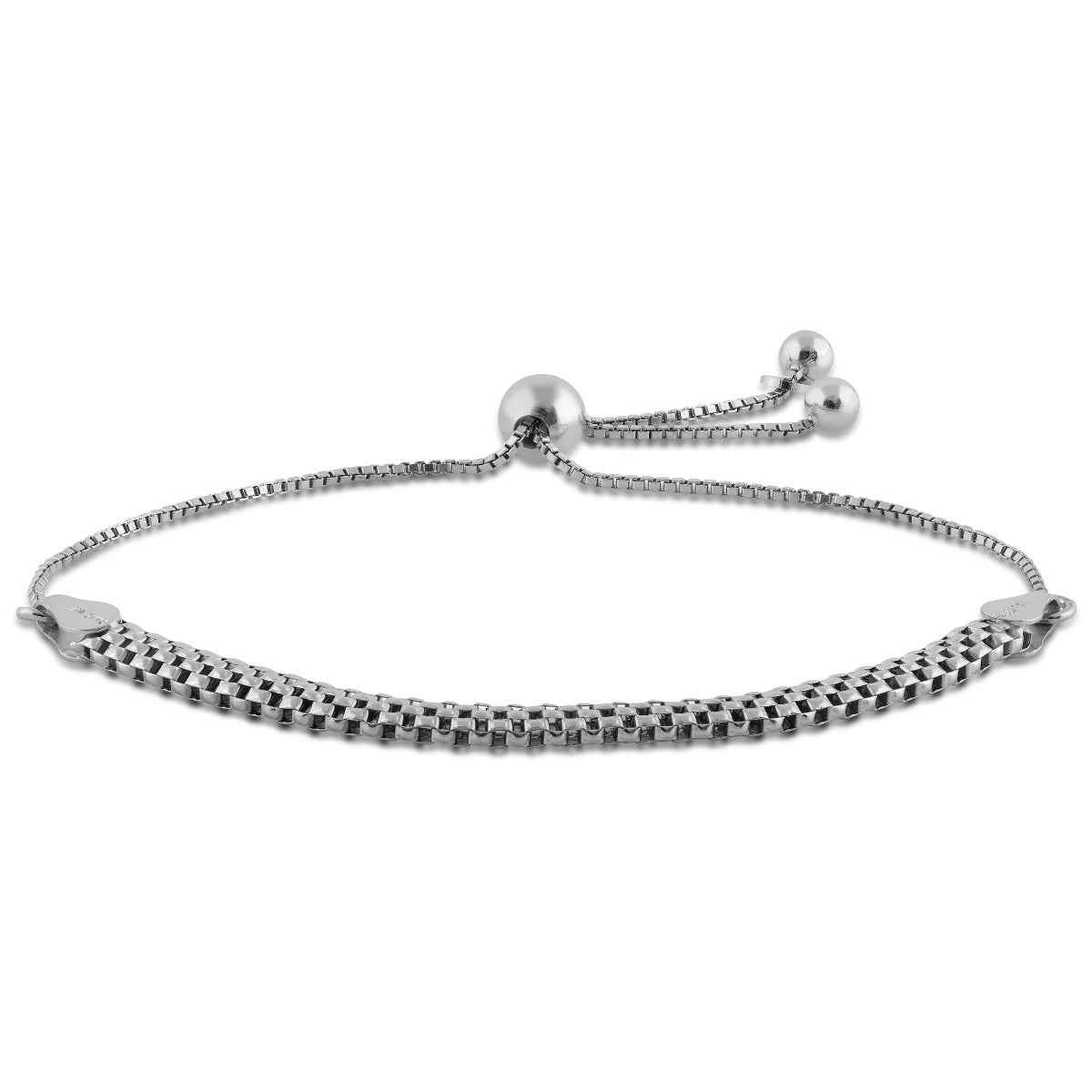 8.5-inch Sterling Silver Mesh Bolo Bracelet