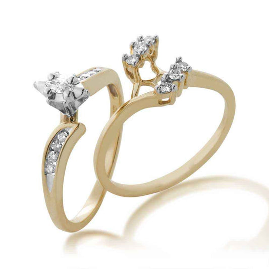 Natural 1/4 ct. tw. Marquise Diamond Wedding Set in 10K Yellow Gold close-up detail