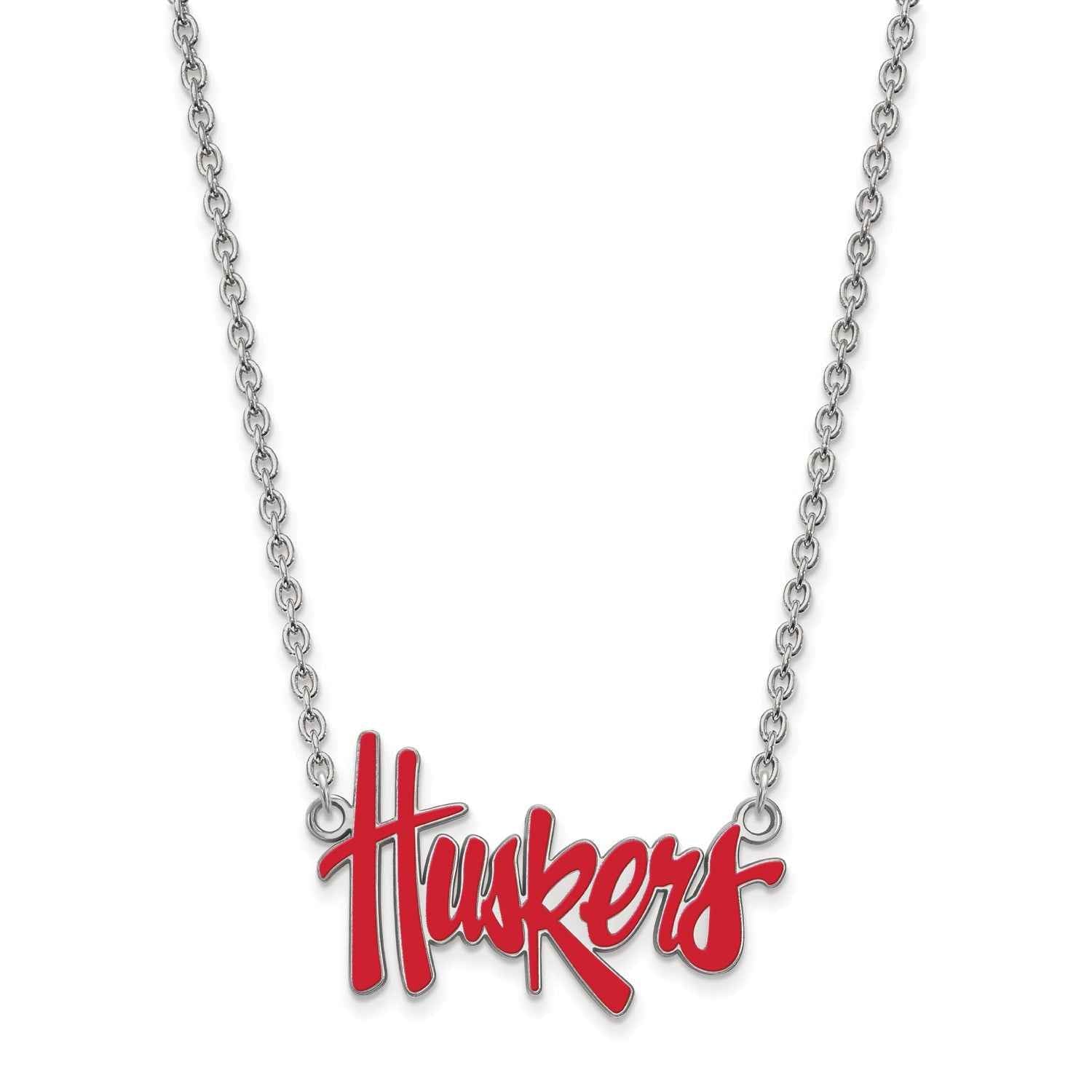 Ladies' Nebraska Huskers Red Logo Pendant in Sterling Silver