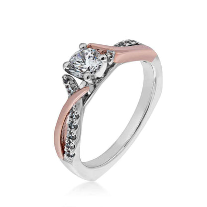 Valina 1/8 ct. tw. Diamond Semi-Mount Engagement Ring with Prong Set Diamond & Gold Band in 14K Two-Tone Gold front view